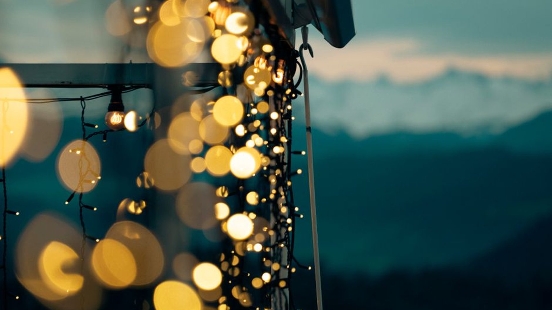 balcony evening light string fairy lights warm glo