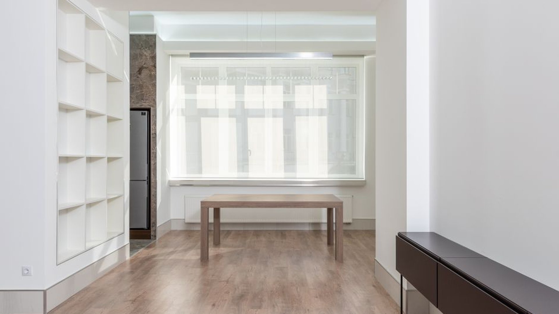 empty living room open space furniture with legs n